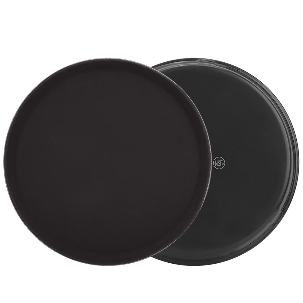 Pack of 3 Hard Plastic High Rim Round Plastic Serving Platters/Round Plastic Serving Trays/Fruit Platters 35cm - Black 14 