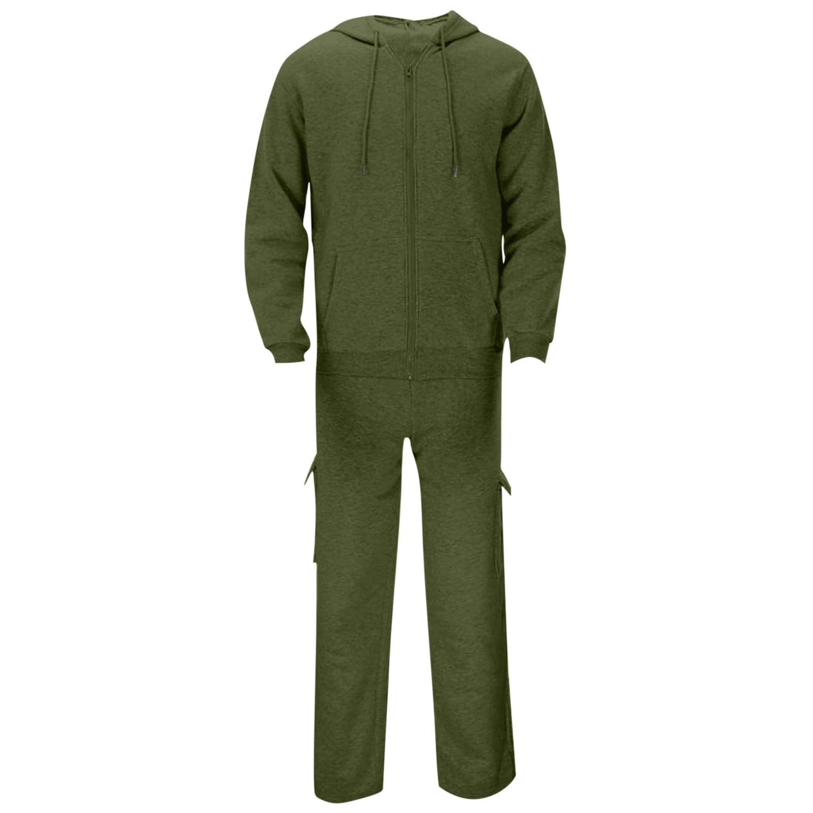 Brnmxoke Fleece Track Suit Men Full Zip Hooded Sweatshirt Sets