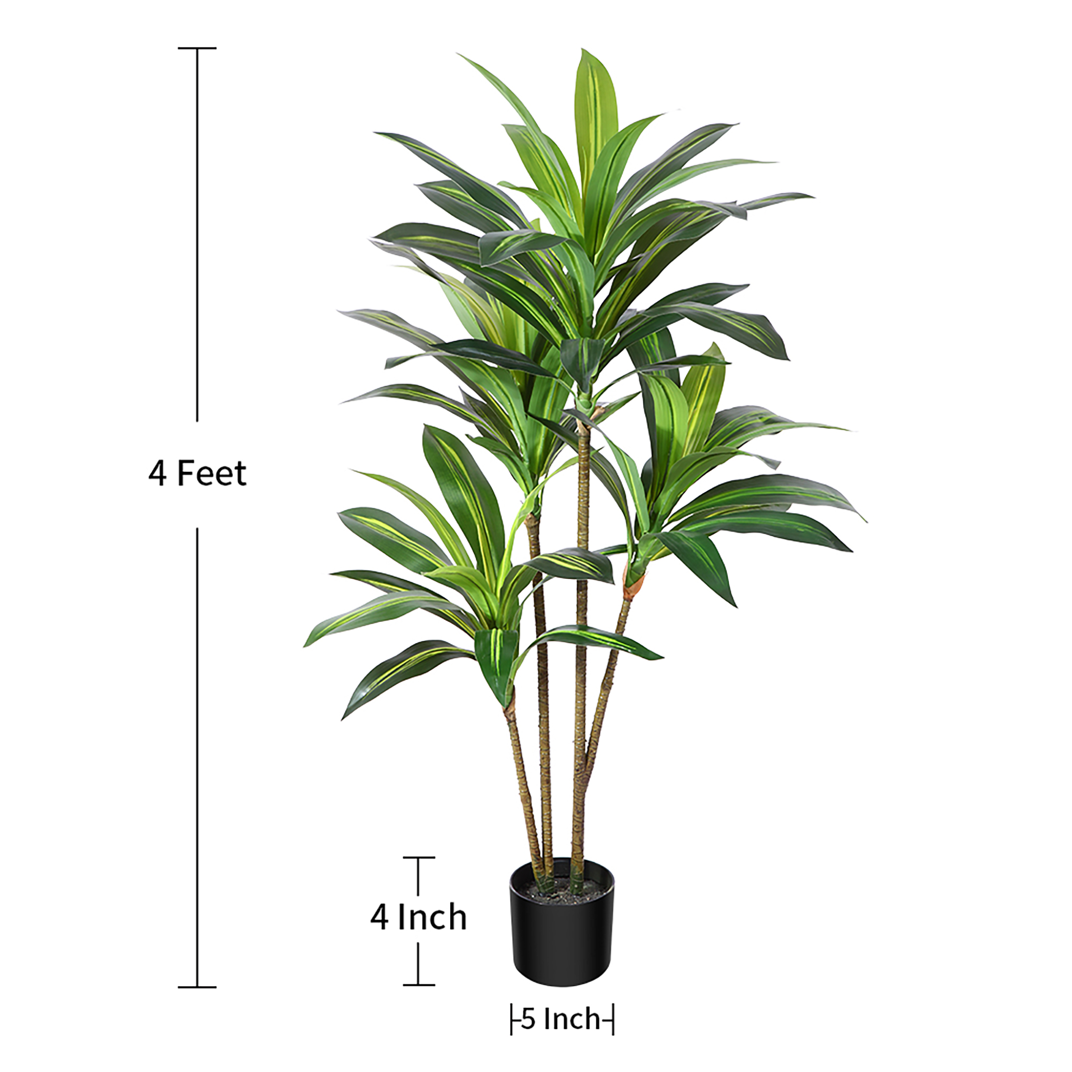 DR.Planzen 4FT Tall Artificial Dracaena Tree, Indoor/Outdoor Faux Tree ...