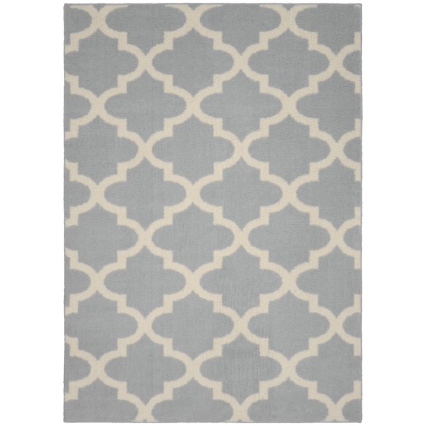 Mainstays Quatrefoil Silver/Ivory 5'x7' Geometric Indoor Area Rug