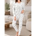 thumbnail image 4 of Women's Milk Silk Sleepwear Long Sleeve Pajama Set Tiny Watercolor Dried 2 Piece Loungewear, 4 of 7