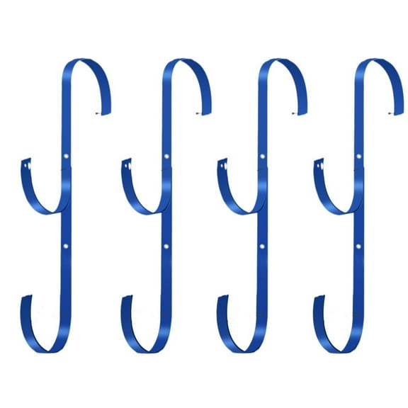 4PCS Blue Plastic Pool Pole Hanger - Equipment Hook for Telescopic Poles, Hoses, Skimmers, Leaf Rakes, Nets, Brushes, and Swimming Pool Accessories