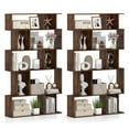 thumbnail image 1 of Costway 2 PCS 5-Tier Geometric Bookshelf with Open Shelves Closed-back Cubes for Living Room Rustic Brown, 1 of 9