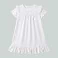 thumbnail image 2 of LIIPEE Solid Color Nightgown For Girls Short Sleeve Summer Lightweight Ruffle Sleepwear Dress Kids Loose Breathable Cute Everyday Homewear,15-16 Years, 2 of 4