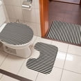 thumbnail image 4 of Black Striped Bath Mat 3 Piece Bathroom Rug Set, Modern Simple Farmhouse Beige Vintage Non Slip Bath Rug Contour Mat and Toilet Lid Cover, Absorbent Shower Mats Soft Bath Rugs and Mats Sets, 4 of 8