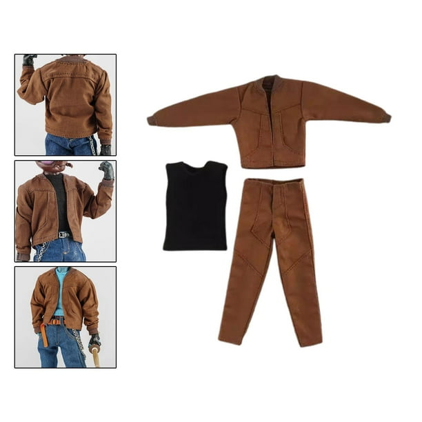 Ropa para figuras de acción perfecl 1/12 chaqueta chaleco pantalones marrón