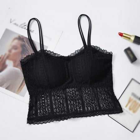 

Clearance Sale Lace Tanks Top Comfortable Breathable Bras for Women Female Camisoles Hollow Out Women Solid Strap Tanks