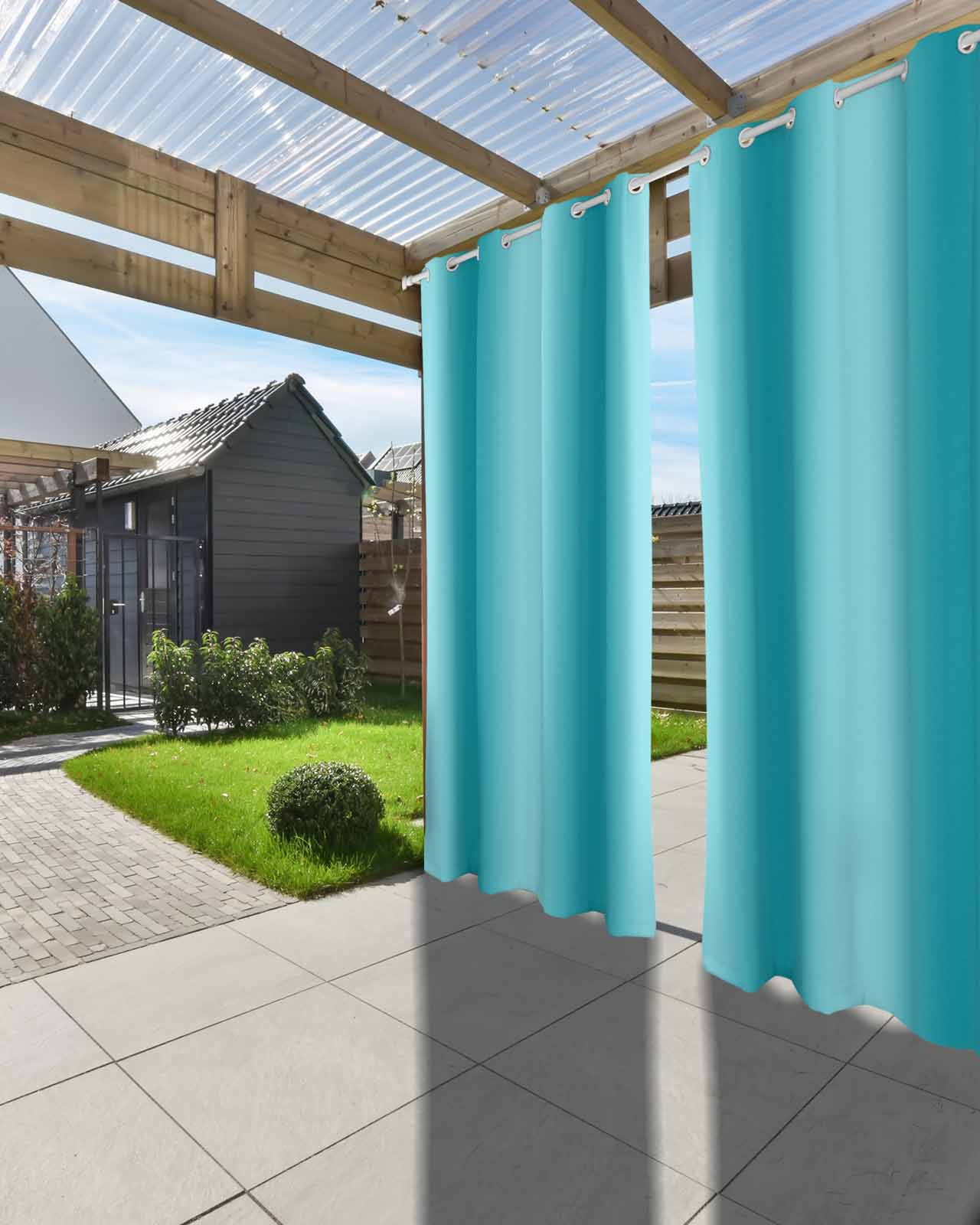 nqOlkjepod Outdoor Curtains for Patio Waterproof, Turquoise Ombre Outdoor Privacy Panels Grommet, Modern Abstract Art Blackout Outside Curtains for Porch/Cabana/Pergola/Gazebo 54"x95", 2 Panels