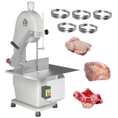 SUNVIVI 1500w Electric Meat Bone Saw with 5 Saw Blades Beef Bone Cutting Machine Frozen Meat Cutter Cutting Bandsaw Bone Sawing Machine 0.16-7.9 Inch Cutting Thickness Butcher Saw