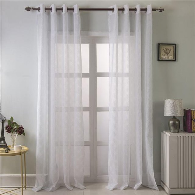 RT Designers Collection PNC18097 54 x 90 Po Carlisle Métallisé Napperon Grommet Simple Rideau Panneau&44; Blanc