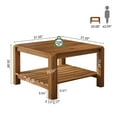 thumbnail image 2 of Finmind 31.5-inch Solid Wood Square Coffee Table, 2-Tier Farmhouse Center Table with Rounded Corners, for Living Room, Office, Brown, 2 of 10