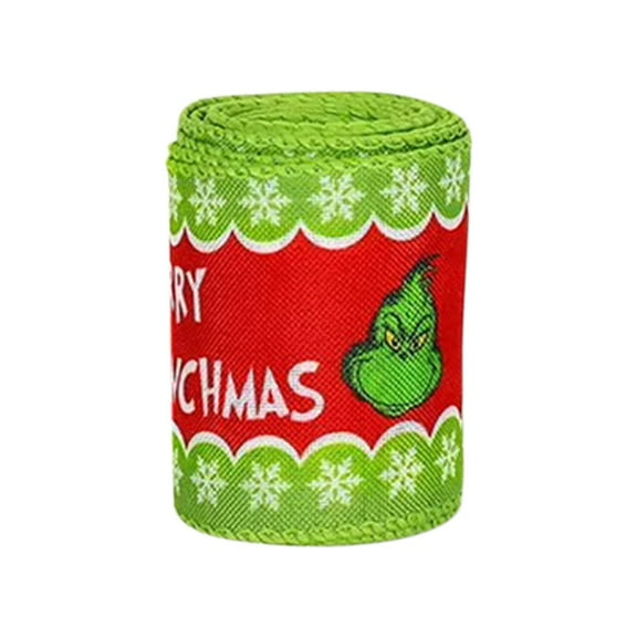 1 Roll Christmas Cartoon Ribbon Ornament, Bow Wreath Cute Pattern Ribbon For Gift Wrapping Party Supplies Decoration DIY Crafts