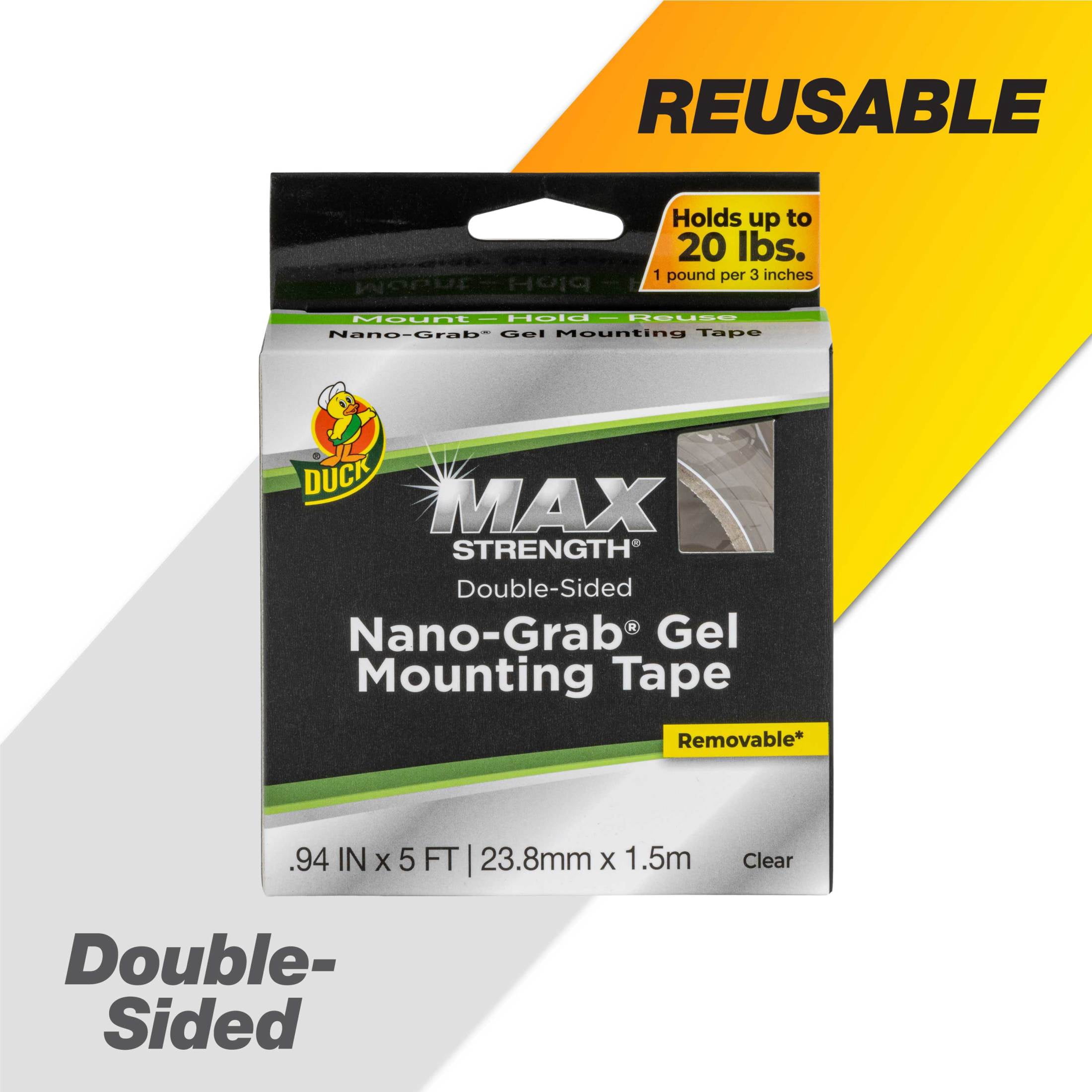 (4 pack) Duck Max .94 in. x 5 ft. Nano Grab Gel Mounting Tape, 1 Pack