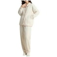 thumbnail image 2 of Wowcloth Woman's Flannel Pajama Set, Button-Down Collar Shirt with Double Pockets and Elastic Waist Pants, Cozy and Warm Home Loungewear for Sleepwear and Relaxation, 2 of 4