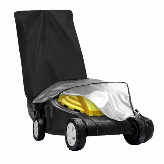 Lawn Mower Cover Waterproof 600D Oxford, Heavy-Duty Outdoor Push Walk-Behind Mower Cover with Drawstring, All-Weather Dust Rain Snow UV Resistant, 76.7"x26"x44", Black