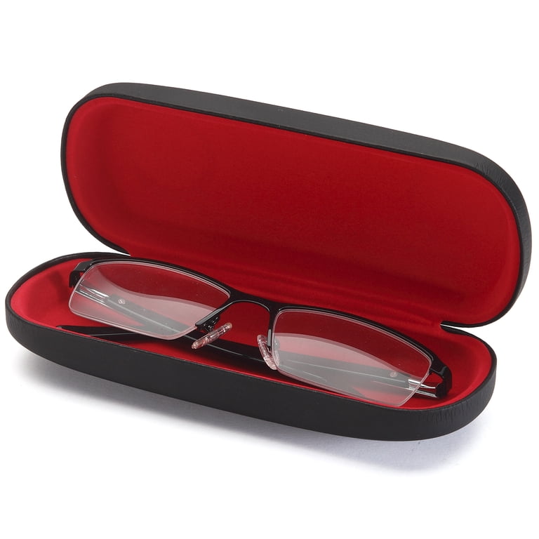 English Laundry sunglass/eyeglass case brown red inside Elegant Large Hard Sunglasses Case - Glasses Case Brown Faux  main image 3
