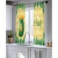 thumbnail image 5 of Happy St. Patrick's Day Sheer Curtains 45 Inch Length 2 Panels Set for Living Room/Bedroom, Spring Coin Clovers Yellow Plaid Kitchen Curtains Grommet Semi-Sheer Curtains Window Treatments 42"x45"x2, 5 of 7