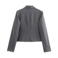 thumbnail image 4 of HH TRAF Chaqueta de invierno informal de rayas con doble botonadura y encaje para mujer, traje corto de manga larga con cuello vuelto para mujer, 4 of 5