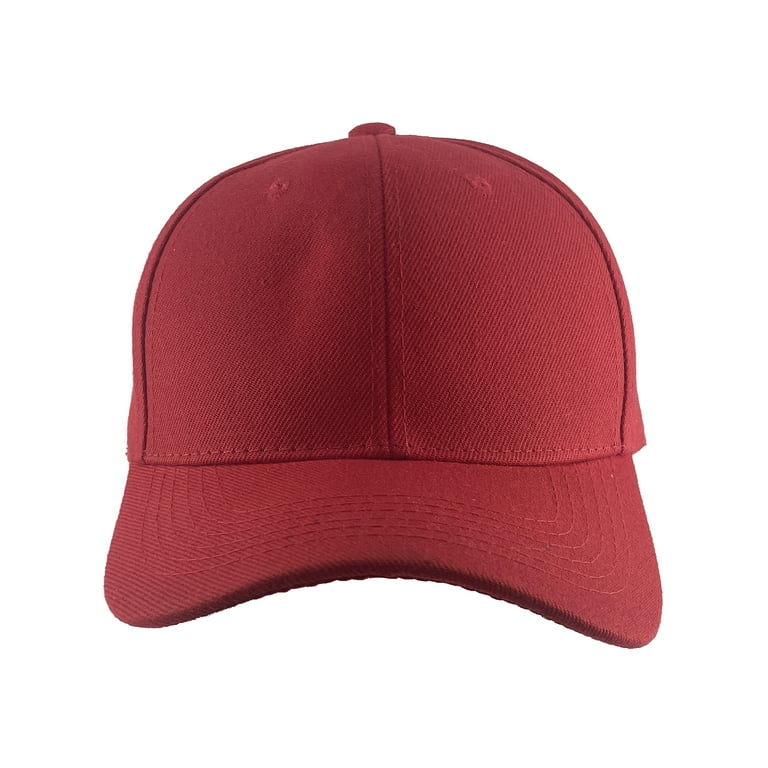 Blank Fitted Curved Cap Hat, Red 7 1/4 | Flex Caps