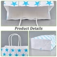 thumbnail image 5 of Kraft Paper Star Printed Bags with Handles Food Storage Tote Bags Rectangle Deep Sky Blue 30x16x0.2cm, 5 of 5