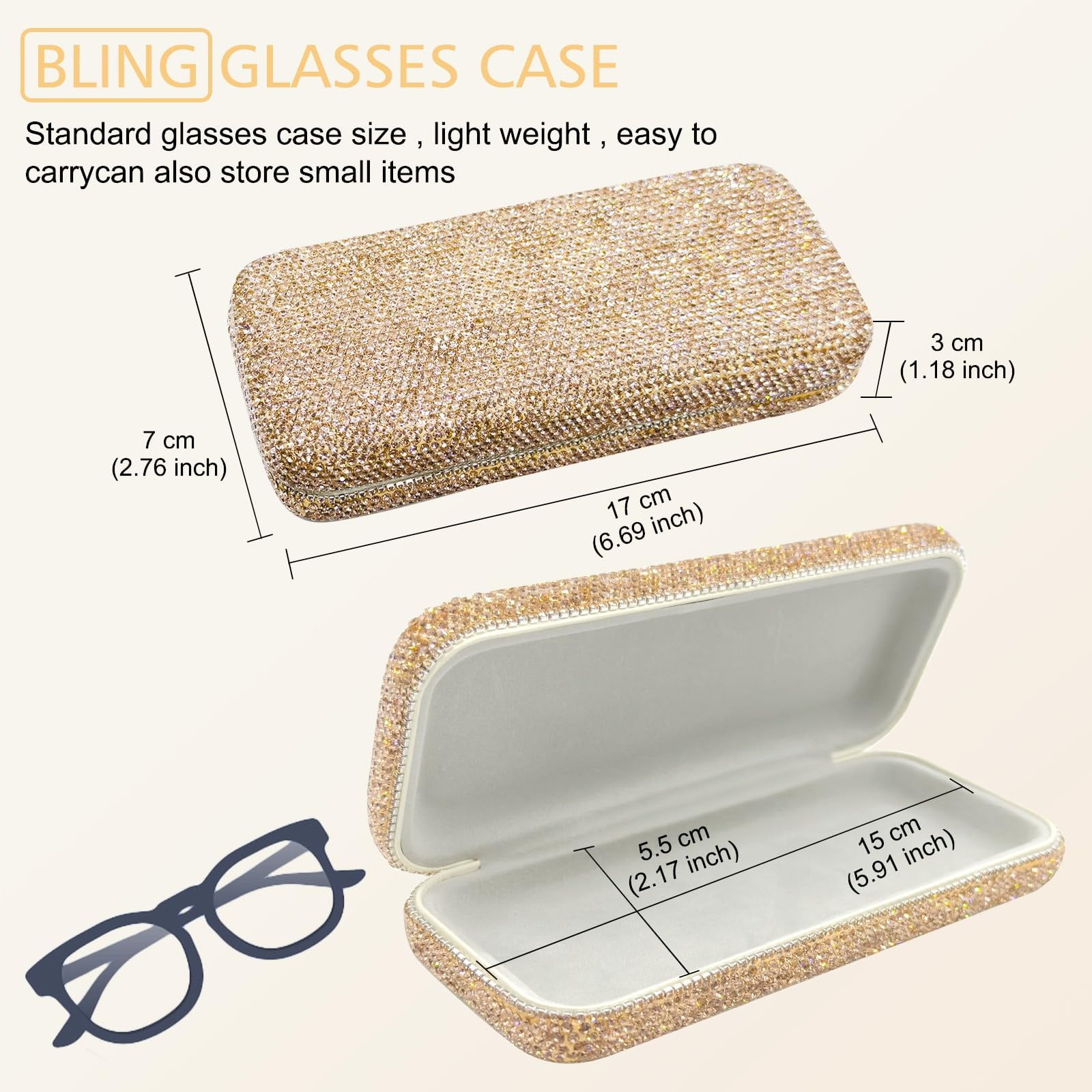 Gold sunglasses case sale