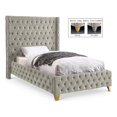 thumbnail image 1 of Meridian Furniture Savan Cream Velvet Twin Bed, 1 of 13
