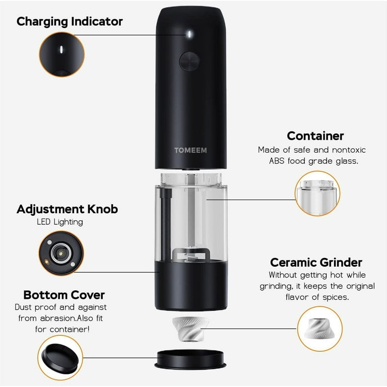 TOMEEM Larger Capacity] Electric Salt and Pepper Grinder Rechargeable