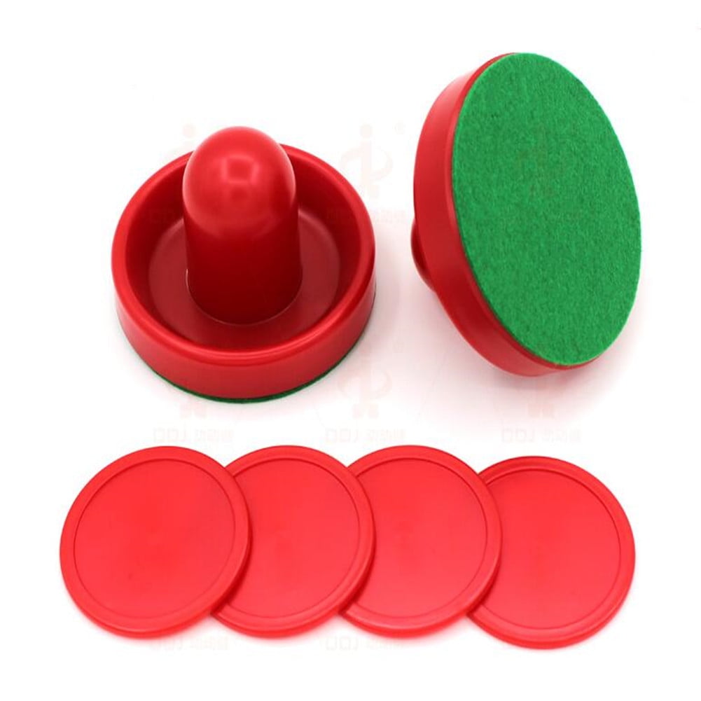 Set of 4 Air Hockey Pucks 2-1/2" Diameter 2 Red Round+2 Red Triangle Pucks 