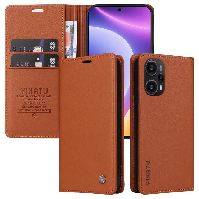 Funda para Xiaomi POCO F5 Estuche de Cuero PU Tipo Cartera con Ranuras para Tarjetas y Cierre Magnético