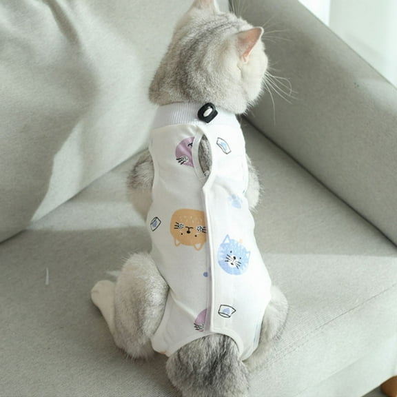 Cartoon Animal Dog Recovery Suit Onesie After Pet Spayed Neutered Shirt For Female Male Dogs Cats Postoperative Snuggly Vest For Abdominal Wounds Weaning Anti Licking Vest Pet Vest L
