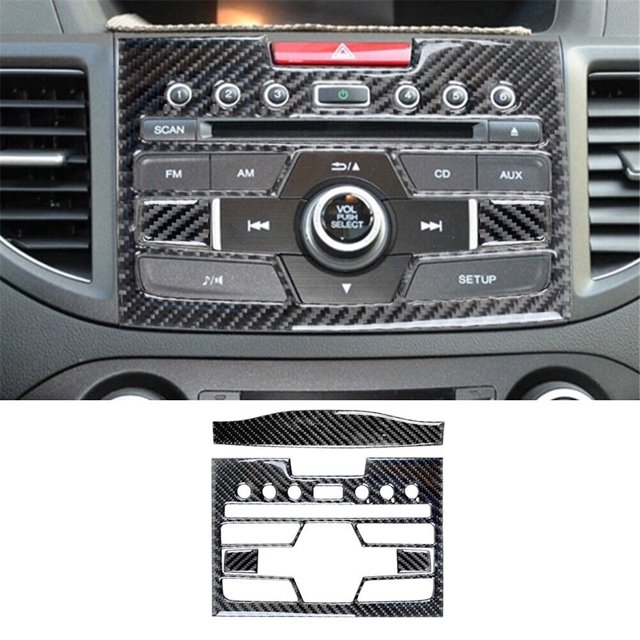 Carbon Fiber Radio With CD Player Cover Trim for Honda CRV CR-V 2015-2016 Type B