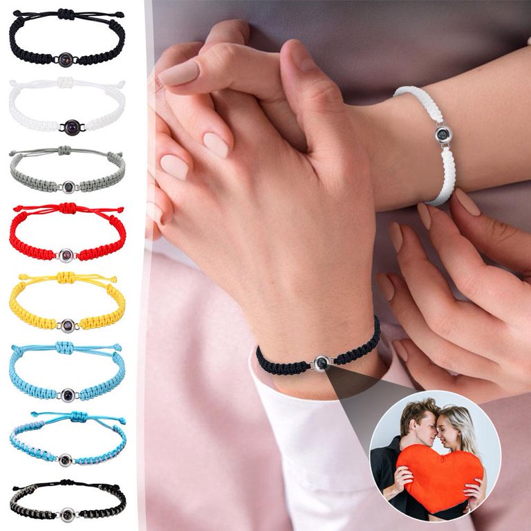 Custom Photo Bracelet With Tulip Charm - Personalized Text & 100 Languages Of Love, Sterling Silver & CZ