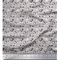 thumbnail image 1 of Soimoi Gray Poly Georgette Fabric Snowman & Penguin Cartoon Printed Fabric 1 Yard 52 Inch Wide, 1 of 3