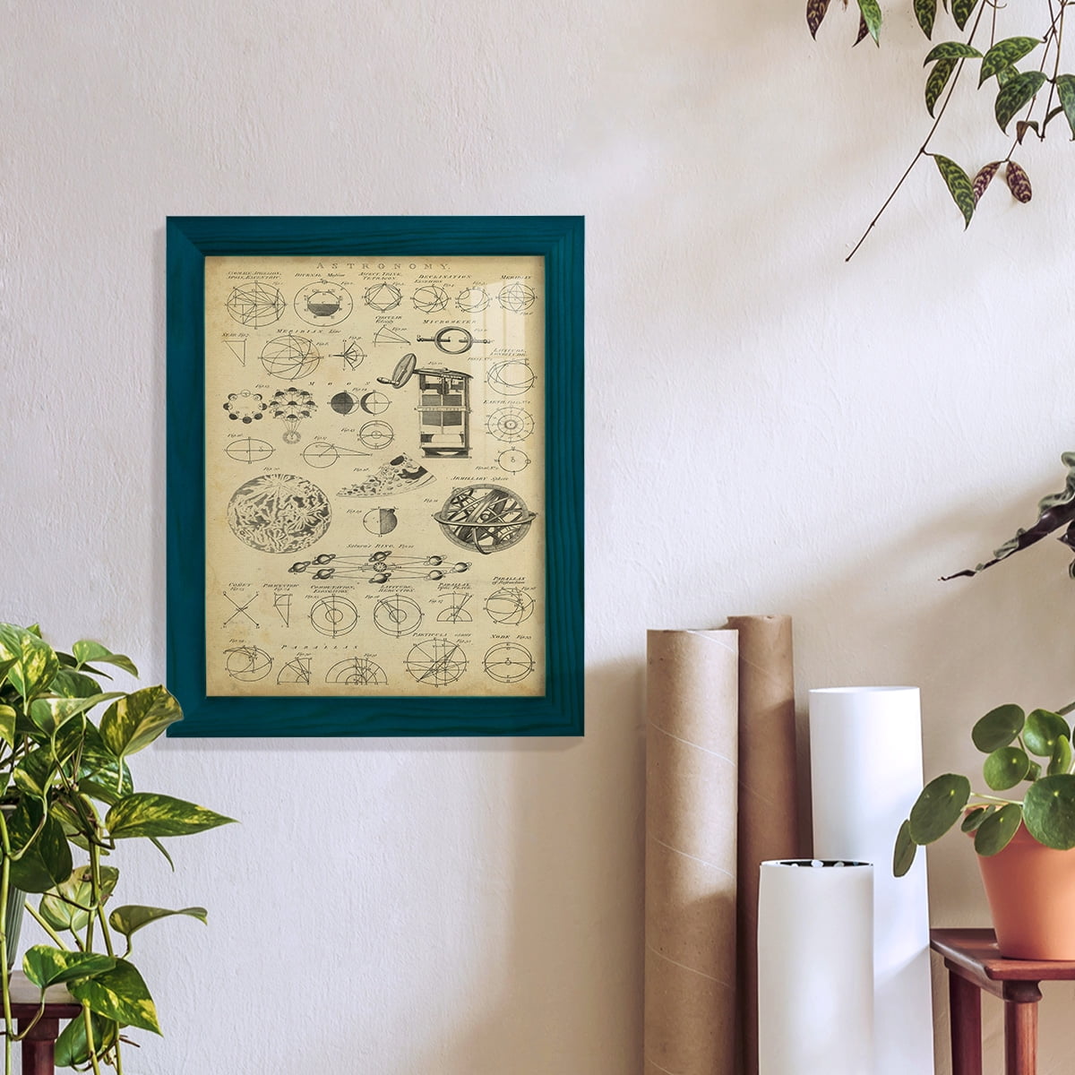 Encyclopediae II -Framed Print w/glass-Ocean Blue