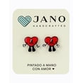 thumbnail image 4 of Aretes artesanales de corazones rojos, 4 of 6