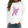 thumbnail image 2 of Homenesgenics Breast Cancer Awareness Shirts Plus Size for Women and Men Women's Casual Loose Print Raglan Long Sleeved Hoodie Round Neck Tops Sweatshirts White L, 2 of 4