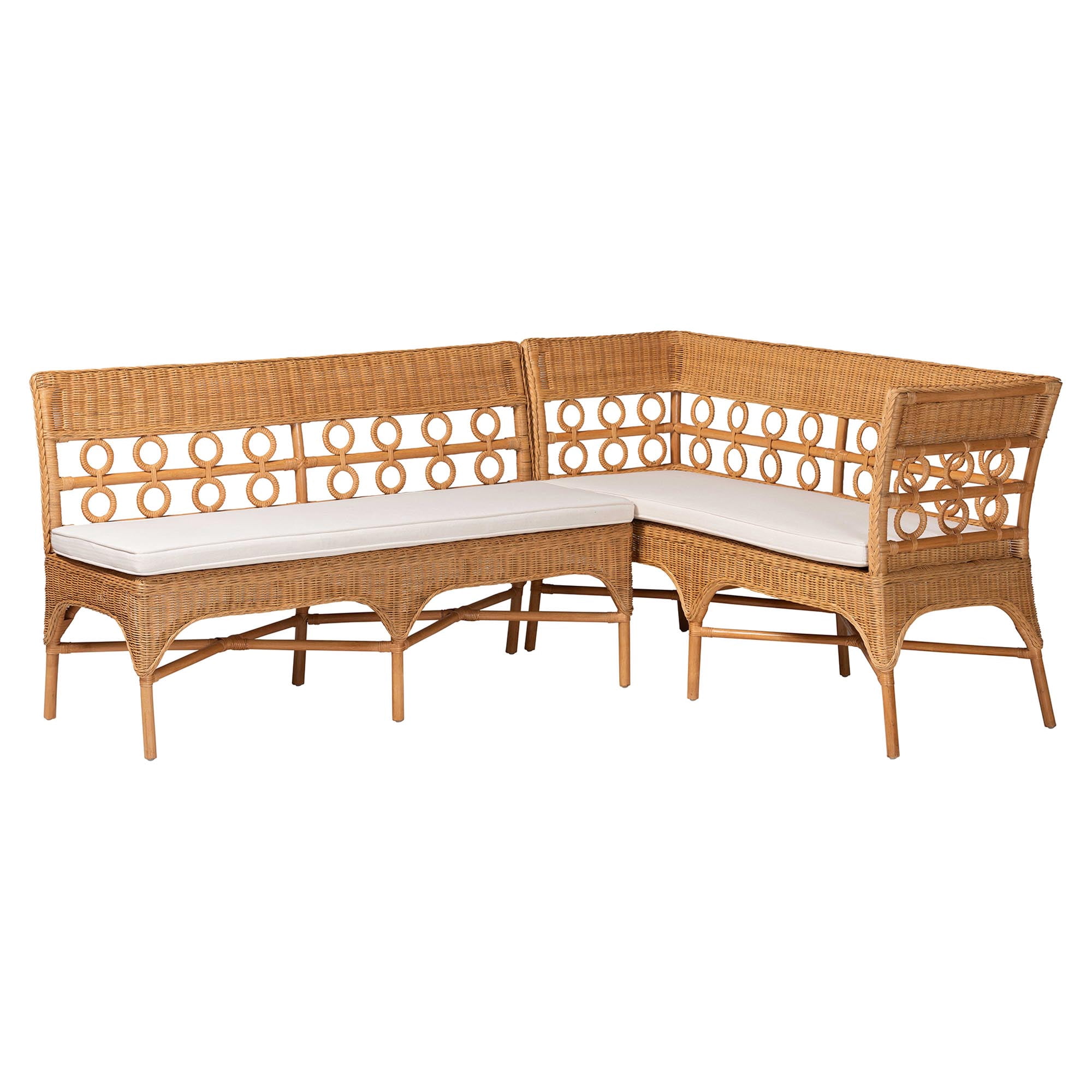 bali & pari Oxford Boho Dining Nook Setk Bench Set, 2-Piece, Light Honey