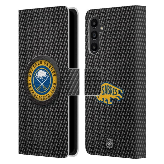 Head Case Designs Officially Licensed NHL Buffalo Sabres Puck Texture Leather Book Wallet Case Cover Compatible with Samsung Galaxy A13 5G (2021)