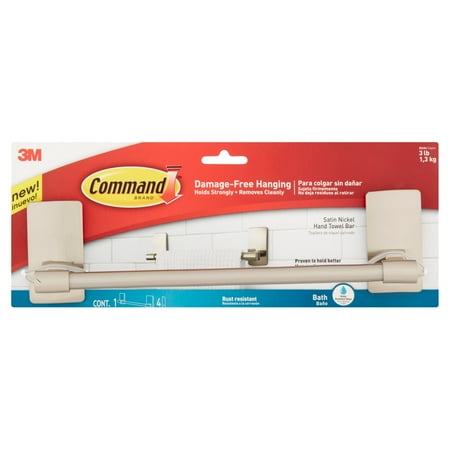Command Bath Towel Hooks 17629b Bar 1home Command Bath 9 Satin Nickel Hand Towel Bar 1