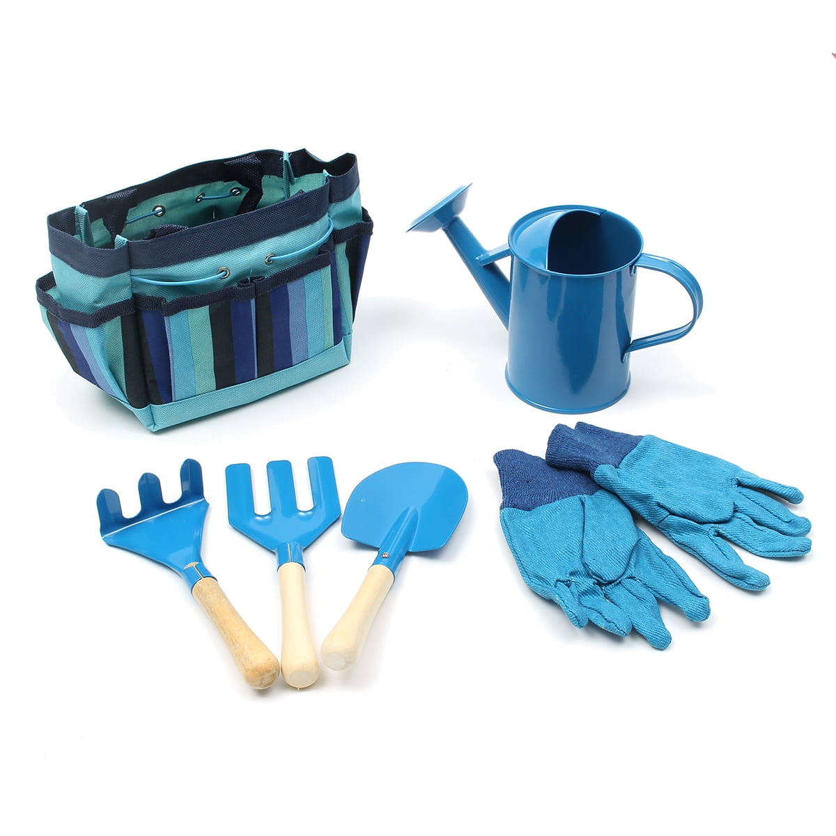 6pcs Kids Garden Yard Tools Set Wooden Metal Children Shovel Spade Fork