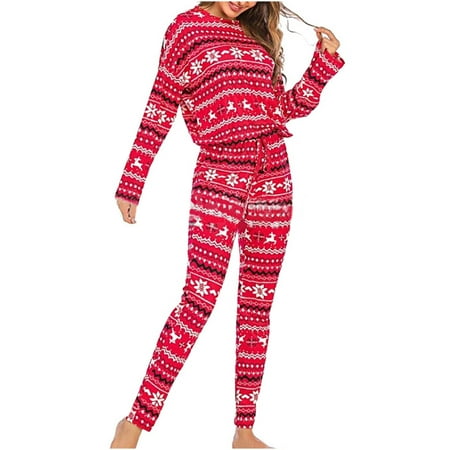 

AURIGATE Sexy Lingerie for Women Women Christmas Letter Set Long Sleeve T-shirt Trouser Nightwear Sleepwear Clearance
