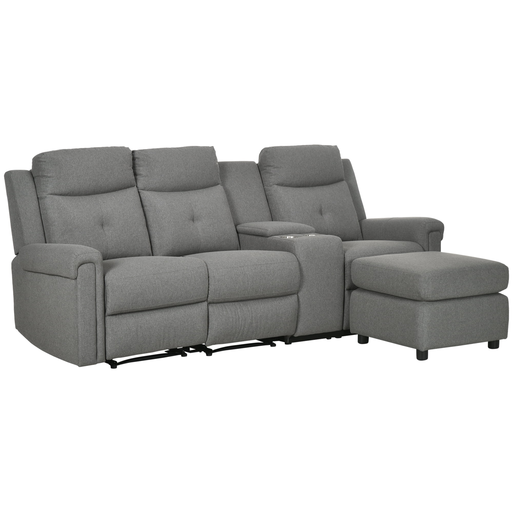 HOMCOM Reclining L Shaped Couch Living Room Sectional Sofa with Power Storage Fabric Walmart