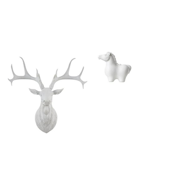 Escultura De Cabeza De Ciervo De Resina Y Figura De Caballo De Porcelana, Obra De Arte Decorativa De Animales Para Oficina, Hogar, Sala De Estar, Decoración De Gabinete De Pared