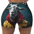 thumbnail image 2 of Rateoe Surrealist Goat Printed Power Workout Shorts for Women Tummy Control Squat Proof Ribbed Thick Seamless Scrunch Active Short-Medium, 2 of 8