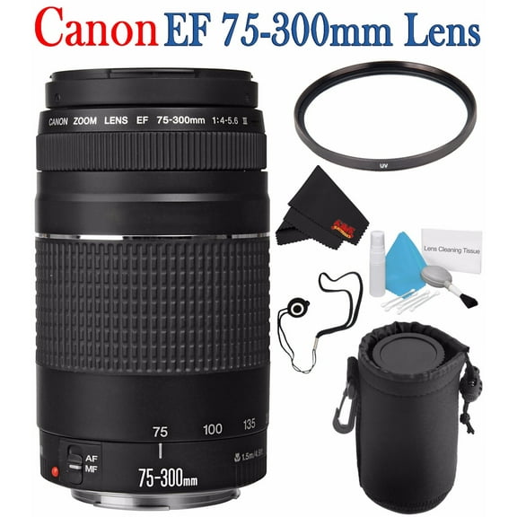 Canon EF 75-300mm f/4-5.6 III Telephoto Zoom Lens Bundle Filter Kit Accessories (International Model)