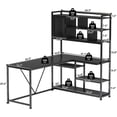 thumbnail image 3 of 58'' L Shaped Computer Desk with LED Light and Bookshelf, Modern Corner Office Desk with Storage Shelves, Home Office Desk, 3 of 7