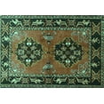 thumbnail image 1 of Ahgly Company Machine Washable Indoor Rectangle Persian Turquoise Blue Traditional Area Rugs, 7' x 10', 1 of 4