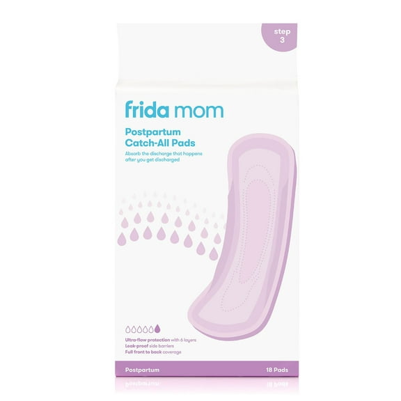 Frida Mom Postpartum Catch-All Feminine Pads for Maximum Absorbancy, Disposable Postpartum Underwear Alternative for Women, 18 Count