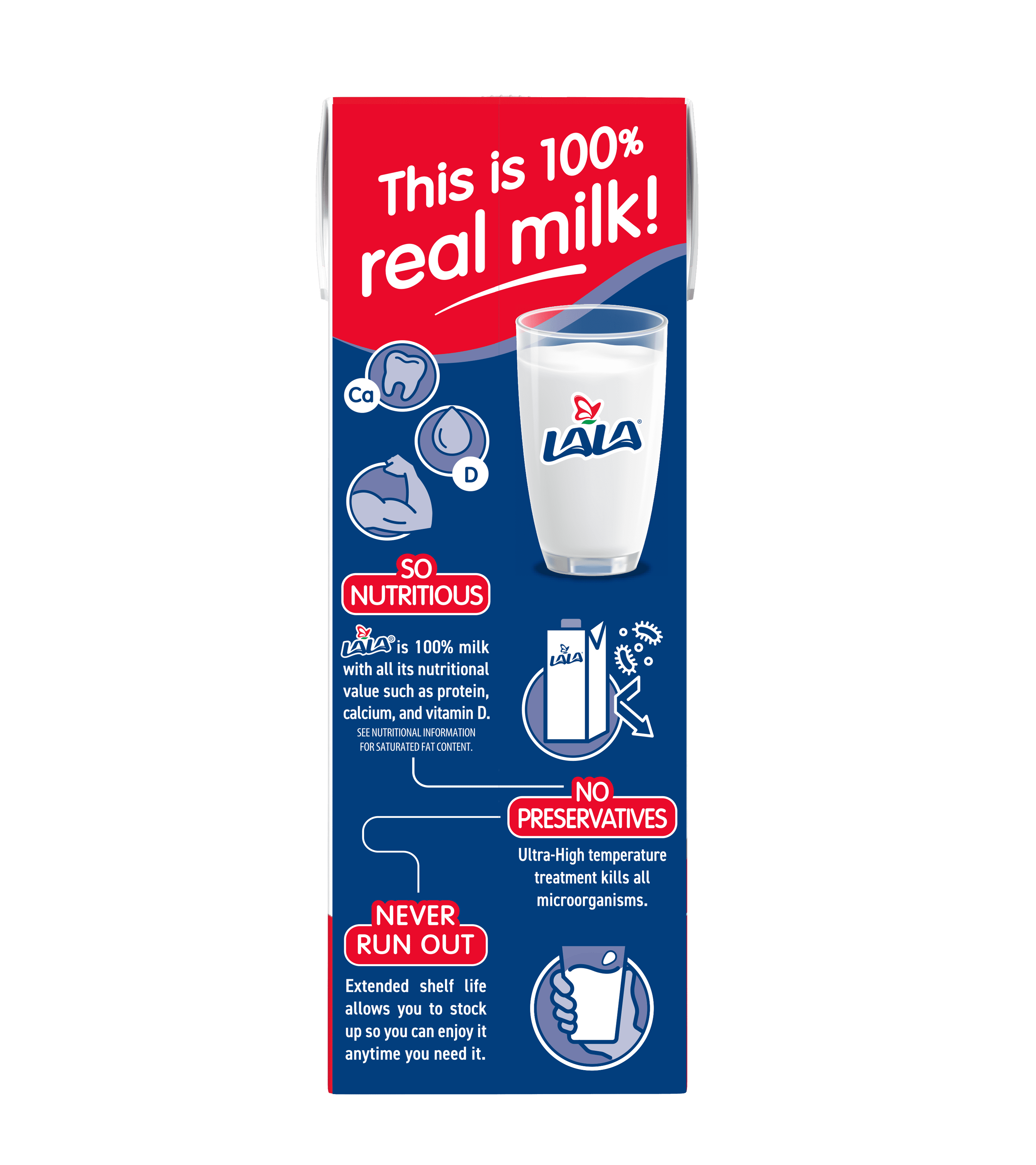 (3 pack) LALA Whole UHT Milk, Shelf-Stable, 1 qt