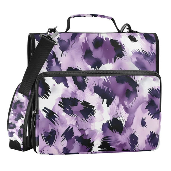 ALAZA Zipper Binder Purple Leopard 3 Ring Trapper Keeper File Folder Organizer Bag
